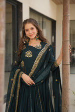 Thumbnail for Prazu Fashion Rama Georgette Rich Zari & Sequins Embroidered Gown
