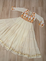Thumbnail for Lorenvalley Fashion Offwhite Kora Cotton with Multi Thread Embroidered & Gota patti Work Gown