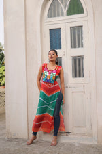 Thumbnail for Prazu Fashion Orange Georgette Kutchi Gamthi Mirror Codi Work Kurti For Navratri