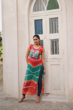 Thumbnail for Prazu Fashion Orange Georgette Kutchi Gamthi Mirror Codi Work Kurti For Navratri