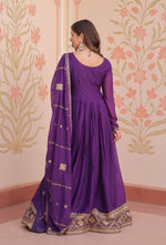 Thumbnail for Vedant Vastram Georgette Embroidery & Sequence Work Stitched Ethnic Gown-Purple