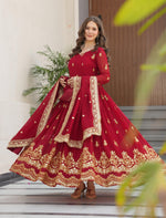 Thumbnail for Vedant Vastram Georgette Embroidery & Sequence Work Stitched Ethnic Gown-Maroon