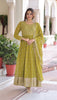Vedant Vastram Georgette Embroidery & Sequence Work Stitched Ethnic Gown-Parrot Green - Distacart