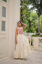 Thumbnail for Prazu Fashion Off White Kora Cotton With Multi Thread Embroidered Work Gown
