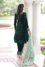 Thumbnail for Vedant Vastram Heavy Velvet Embroidery & Sequence Work Stitched Salwar Suit Set-Green - Distacart