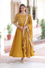 Vedant Vastram Vichitra Silk Embroidery & Sequence Work Stitched Ethnic Gown-Yellow - Distacart