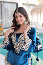 Thumbnail for Vedant Vastram Heavy Velvet Embroidery & Mirror Work Stitched Ethnic Palazzo Set-Rama - Distacart