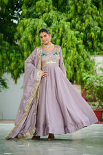 Thumbnail for Lehenga Mart Premium Readymade Gown With Dupatta Set For Women-Onion - Distacart