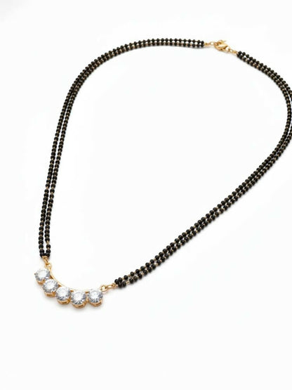 NVR Women Gold Plated Black Beaded Mangalsutra - Distacart