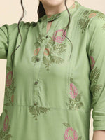 Thumbnail for Anubhutee Women Printed Straight Light Green Kurta - Distacart