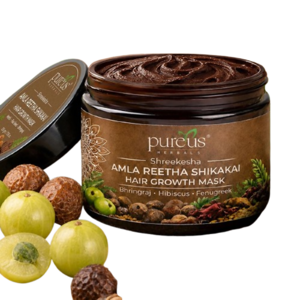 Pureus Herbals Shreekesha Amla Reetha Shikakai Hair Growth Mask - Dista