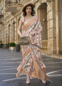 Thumbnail for Lovely Off White Polly Brasso Designer Saree - Emponline - Distacart