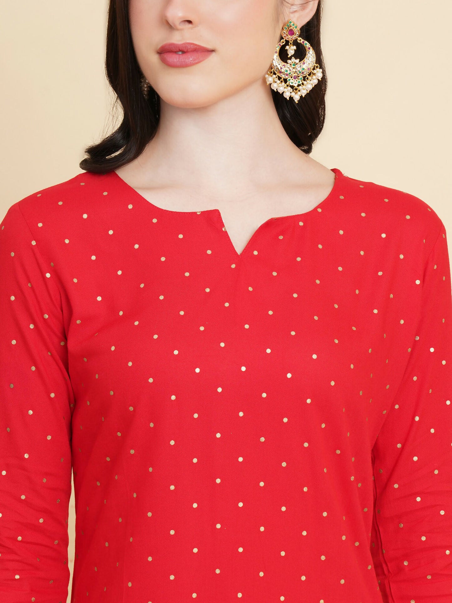 Designer Stylish Red rayon Stitched Suit With Dupatta - Tanisha - Distacart