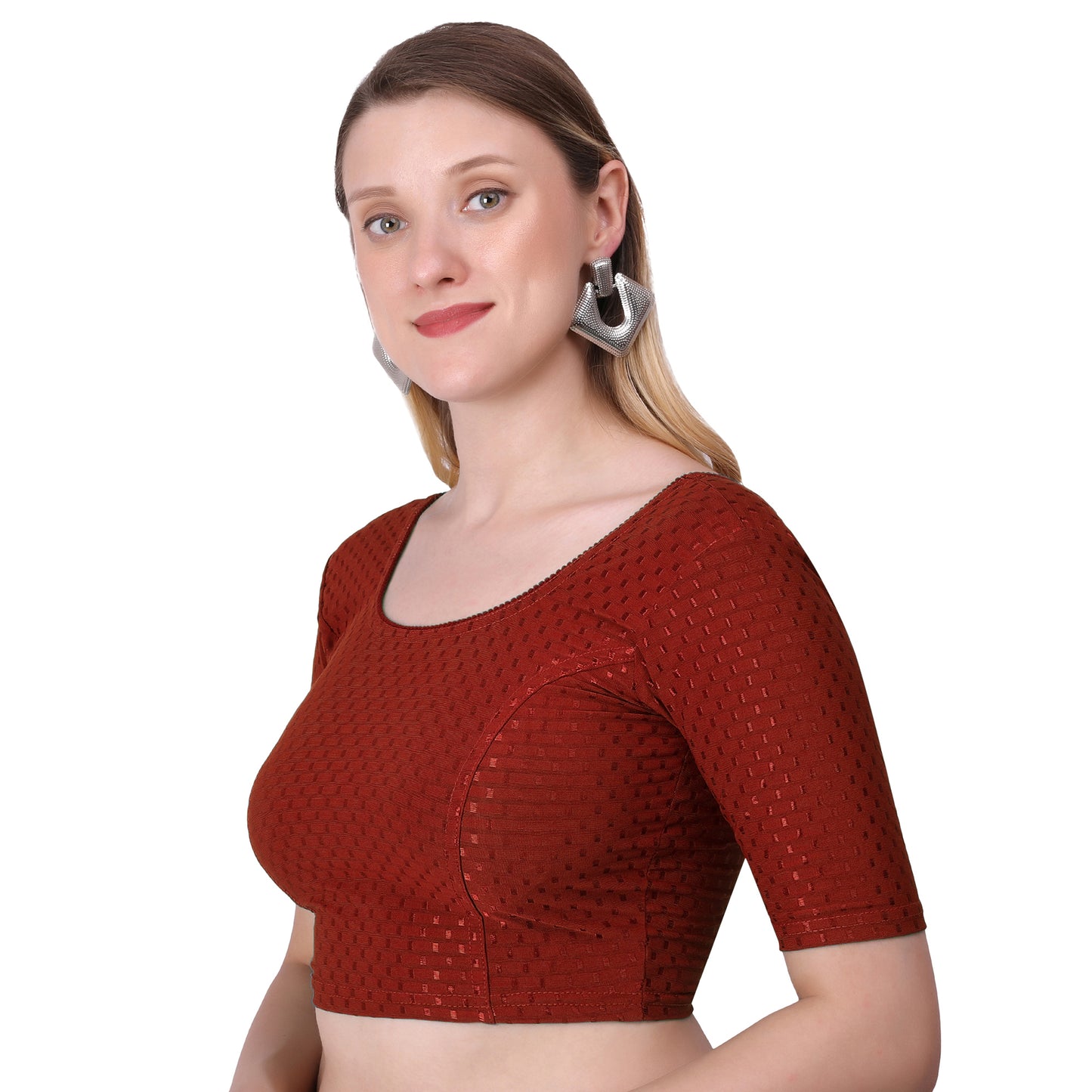 Vamika Cotton Lycra Stretchable Fabric Brown Stretchable Blouse - Distacart
