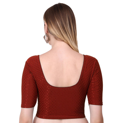 Vamika Cotton Lycra Stretchable Fabric Brown Stretchable Blouse - Distacart