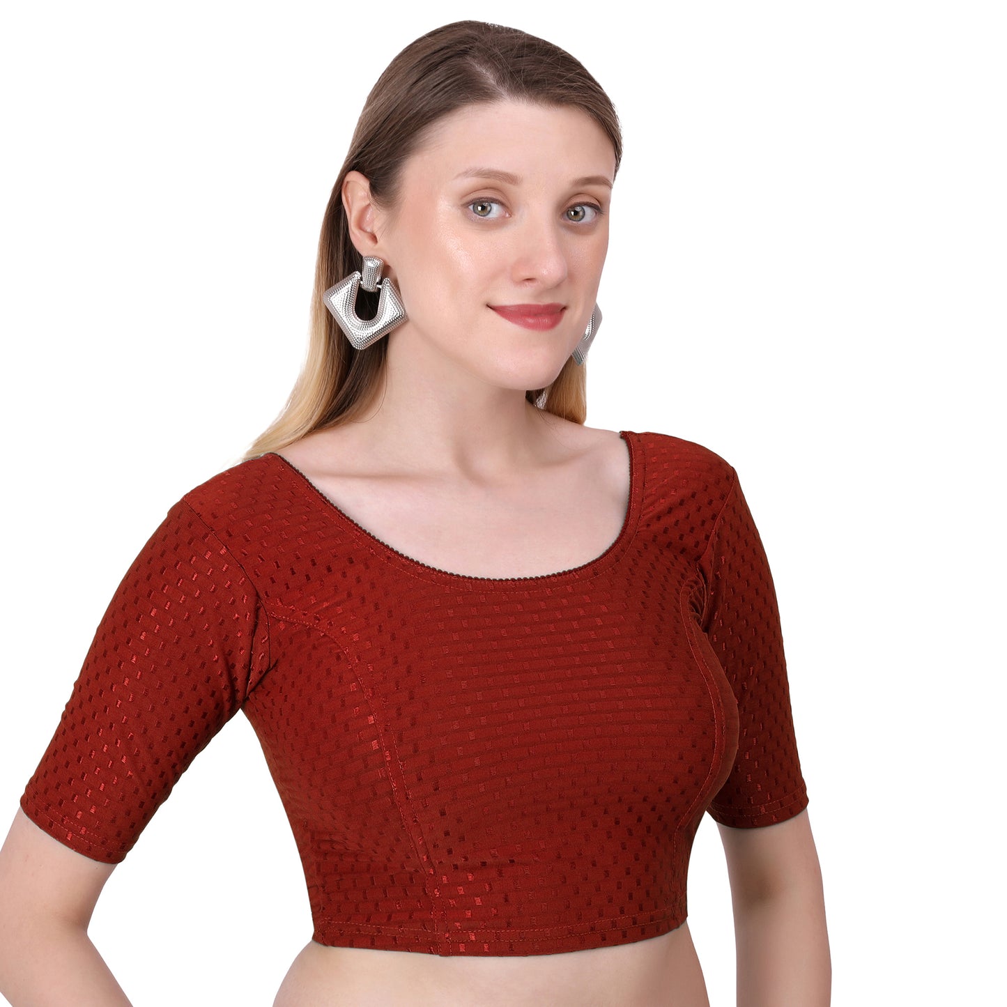 Vamika Cotton Lycra Stretchable Fabric Brown Stretchable Blouse - Distacart