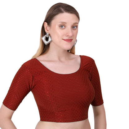 Vamika Cotton Lycra Stretchable Fabric Brown Stretchable Blouse - Distacart
