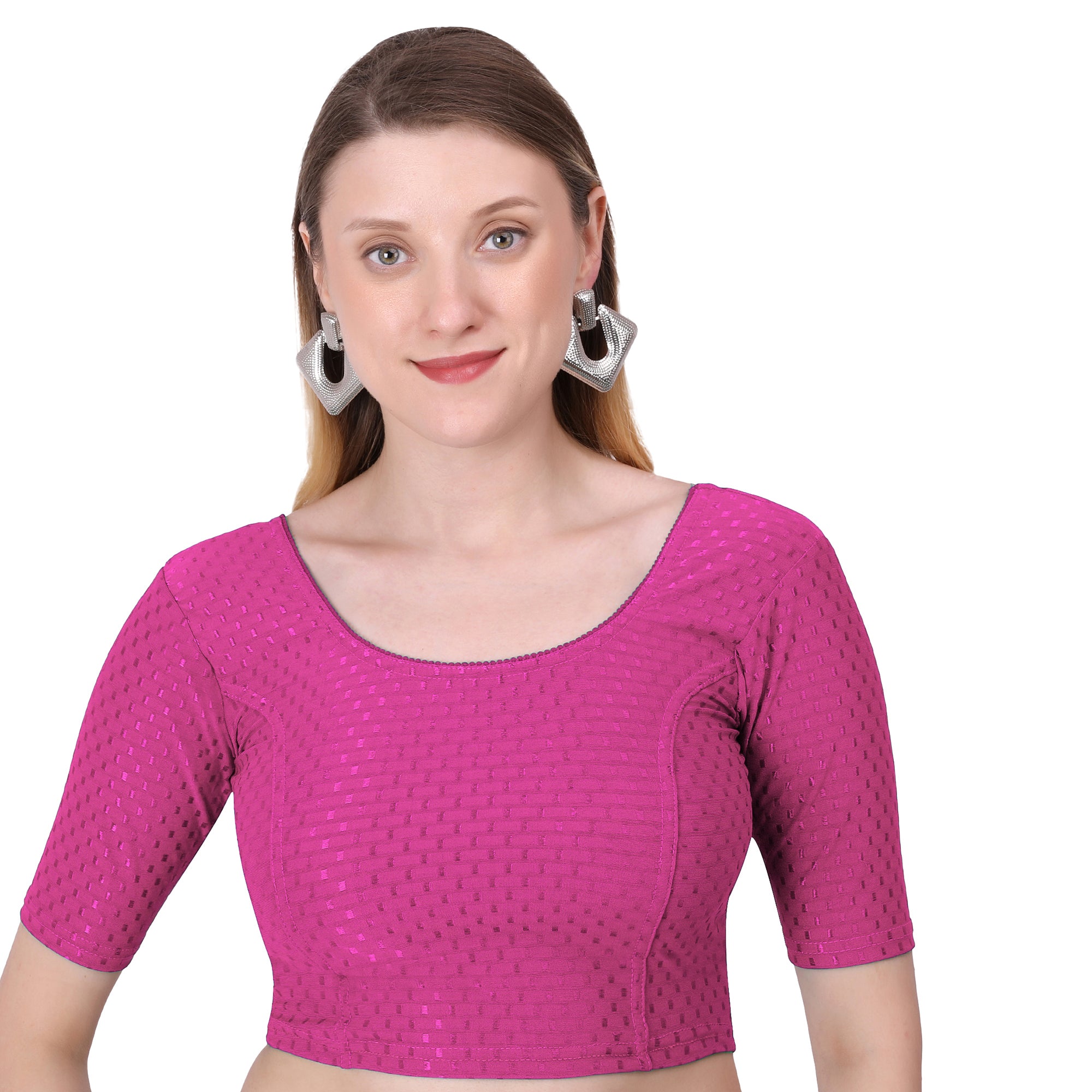 Vamika Cotton Lycra Stretchable Fabric Baby Pink Stretchable Blouse - Distacart