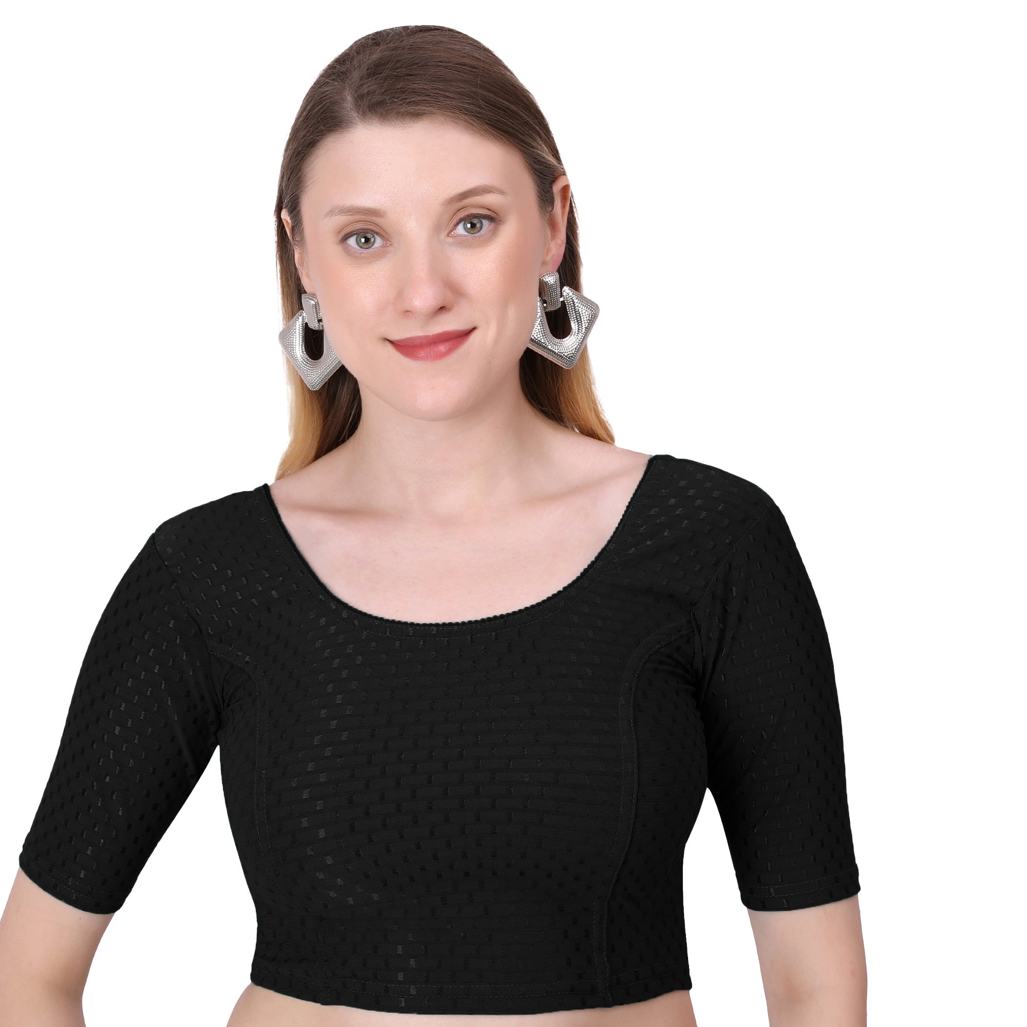Vamika Cotton Lycra Stretchable Fabric Black Stretchable Blouse - Distacart