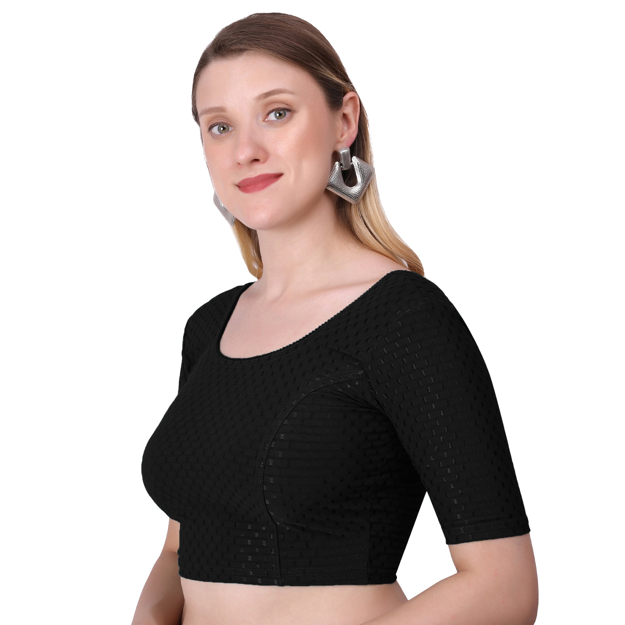Vamika Cotton Lycra Stretchable Fabric Black Stretchable Blouse - Distacart
