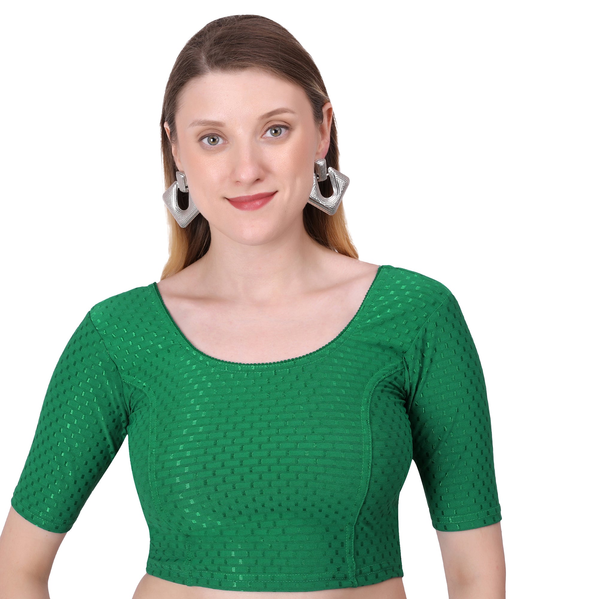 Vamika Cotton Lycra Stretchable Fabric Green Stretchable Blouse - Distacart