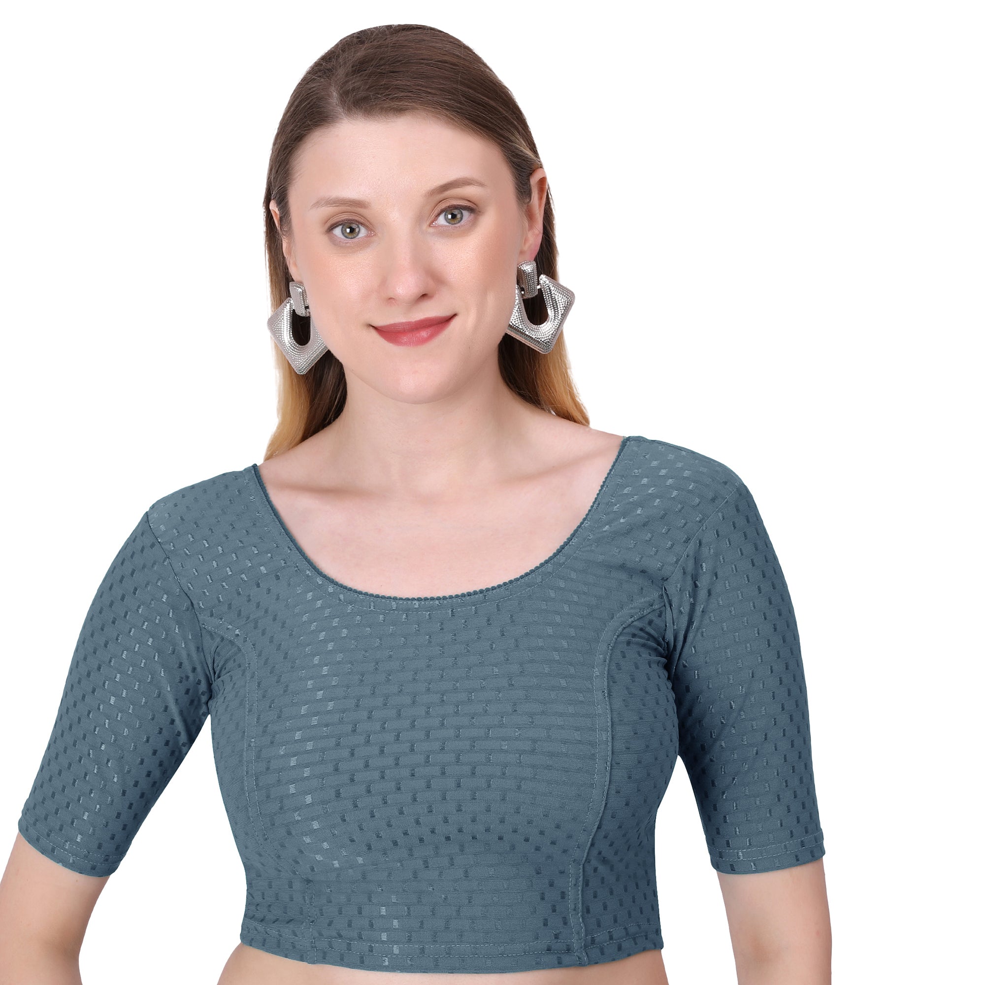 Vamika Cotton Lycra Stretchable Fabric Grey Stretchable Blouse - Distacart