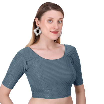 Vamika Cotton Lycra Stretchable Fabric Grey Stretchable Blouse - Distacart