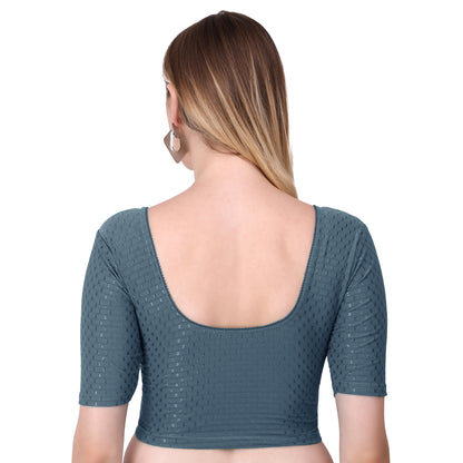 Vamika Cotton Lycra Stretchable Fabric Grey Stretchable Blouse - Distacart