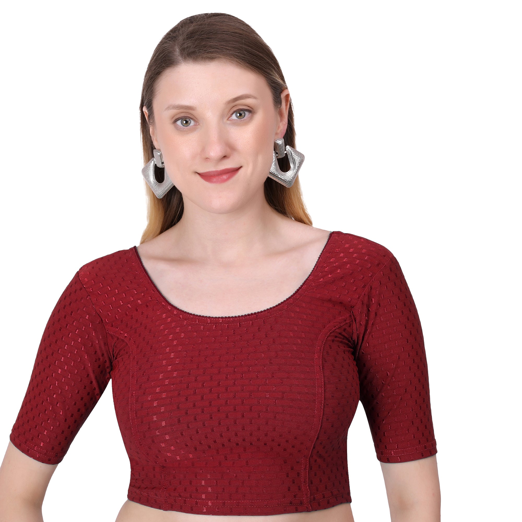 Vamika Cotton Lycra Stretchable Fabric Maroon Stretchable Blouse - Distacart