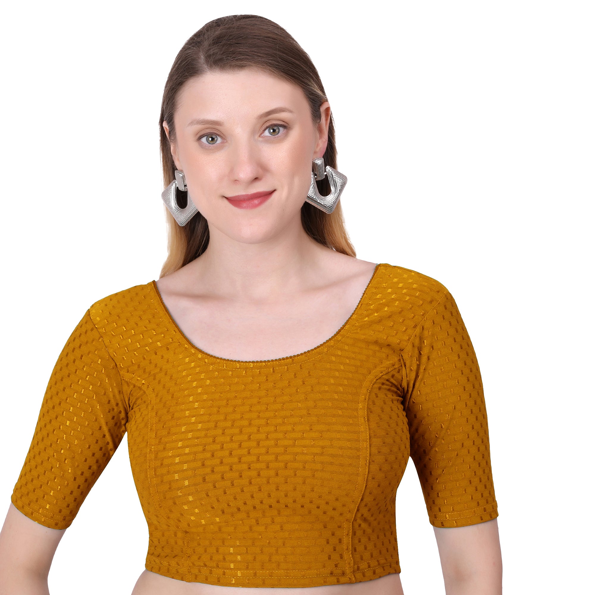 Vamika Cotton Lycra Stretchable Fabric Mustard Stretchable Blouse - Distacart