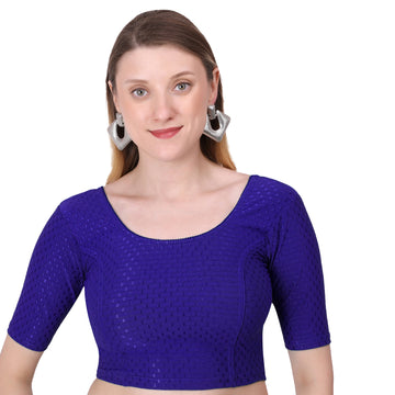 Vamika Cotton Lycra Stretchable Fabric Navy Stretchable Blouse - Distacart