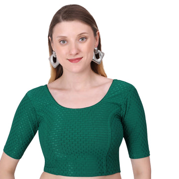 Vamika Cotton Lycra Stretchable Fabric Dark Green Stretchable Blouse - Distacart