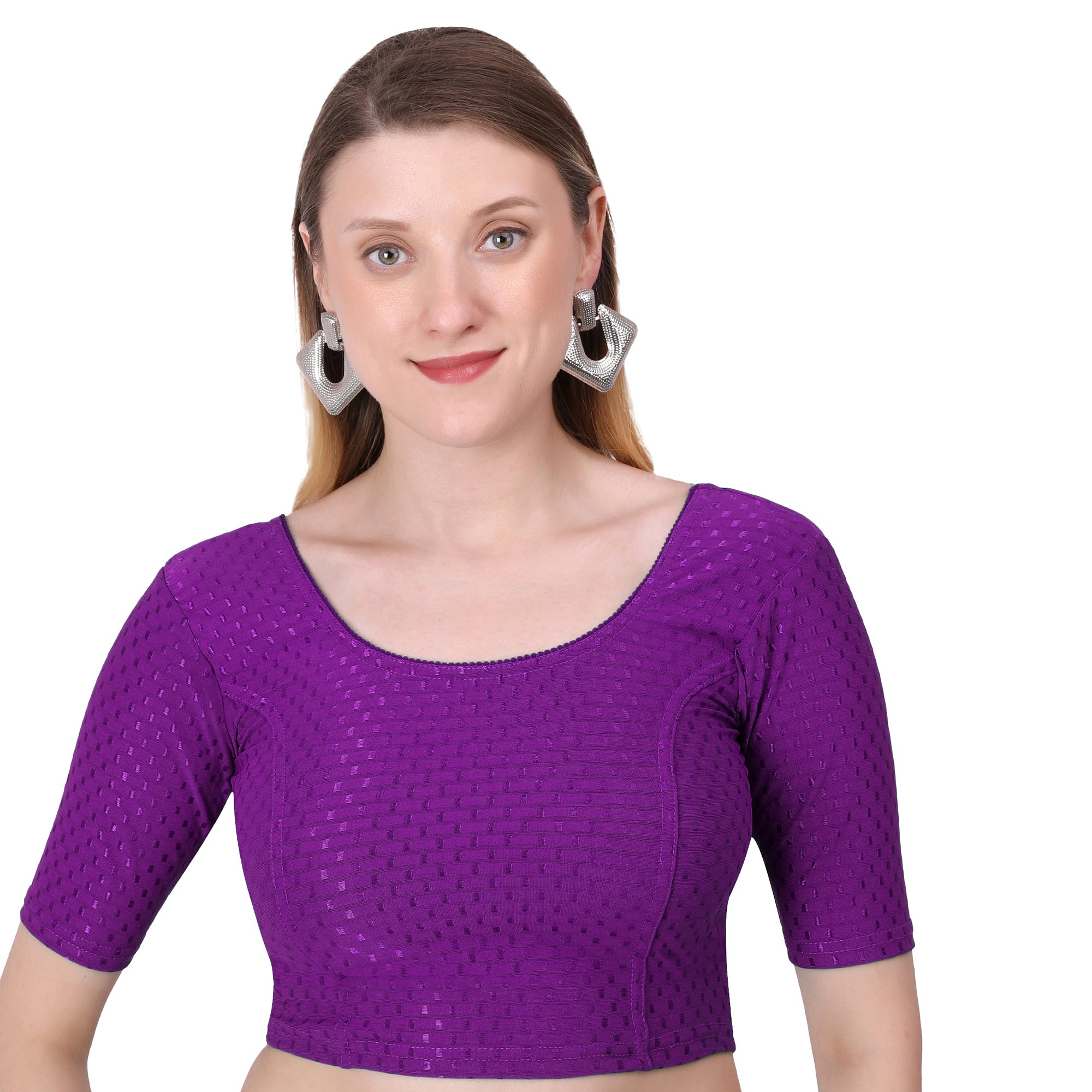 Vamika Cotton Lycra Stretchable Fabric Purple Stretchable Blouse - Distacart