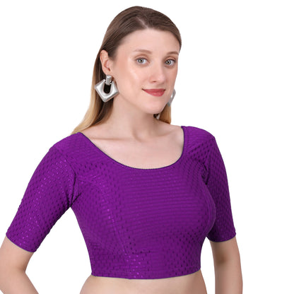 Vamika Cotton Lycra Stretchable Fabric Purple Stretchable Blouse - Distacart