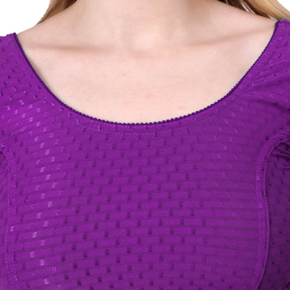 Vamika Cotton Lycra Stretchable Fabric Purple Stretchable Blouse - Distacart