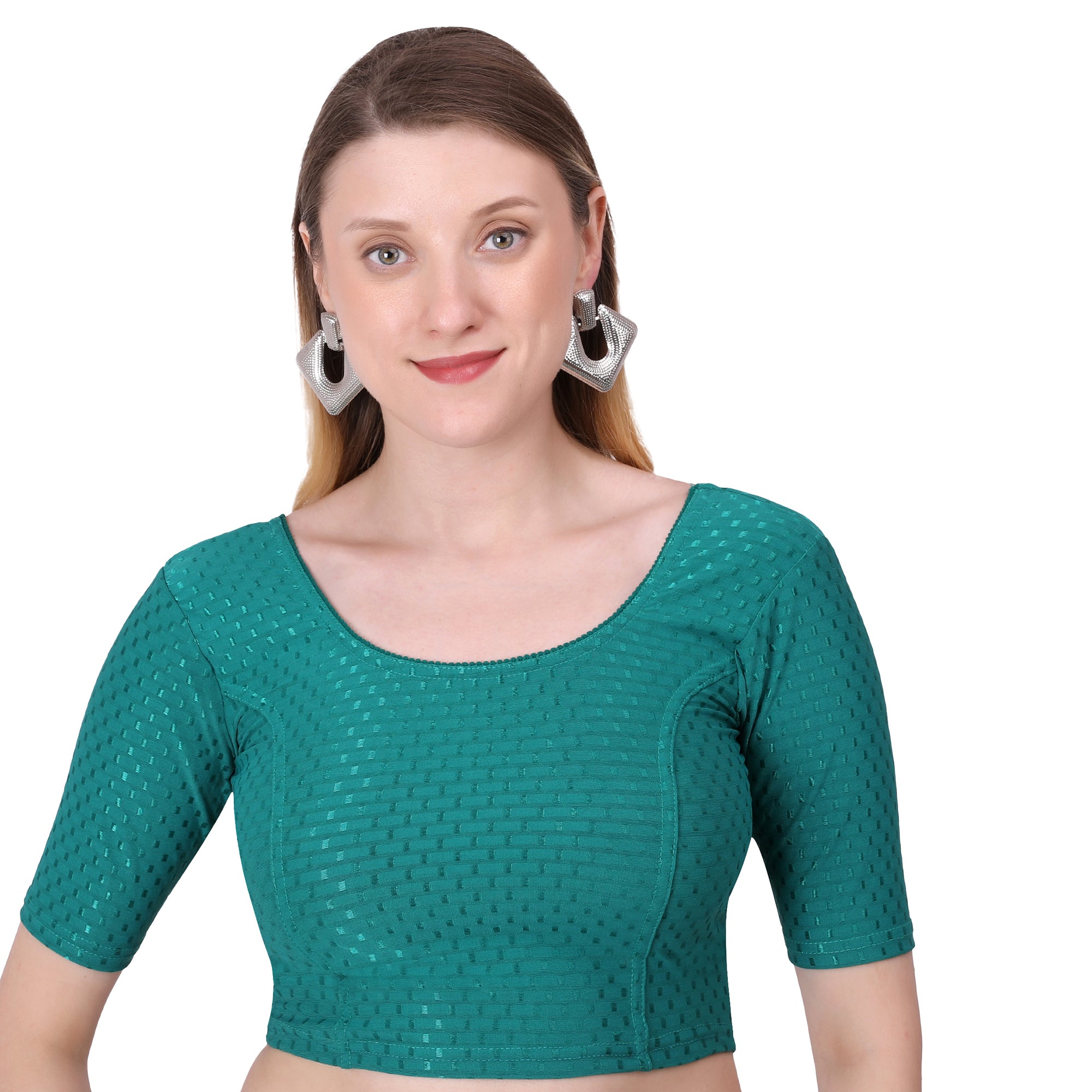 Vamika Cotton Lycra Stretchable Fabric Rama Green Stretchable Blouse - Distacart