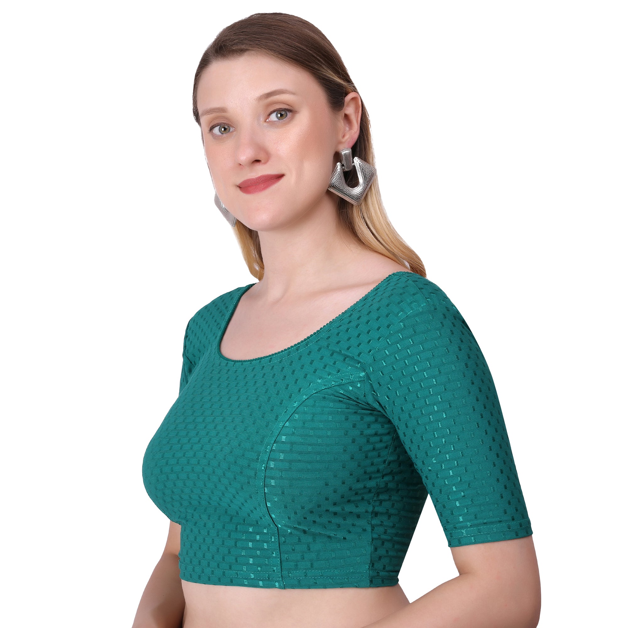 Vamika Cotton Lycra Stretchable Fabric Rama Green Stretchable Blouse - Distacart