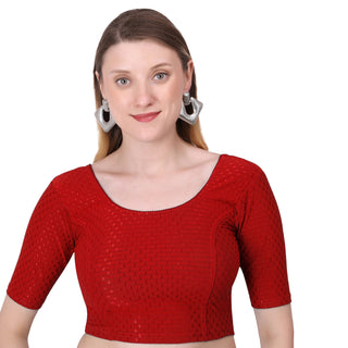 Vamika Cotton Lycra Stretchable Fabric Red Stretchable Blouse - Distacart
