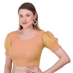 Thumbnail for Vamika Cotton Lycra Stretchable Fabric Gold Balloon Sleeves Blouse