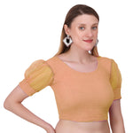 Thumbnail for Vamika Cotton Lycra Stretchable Fabric Gold Balloon Sleeves Blouse