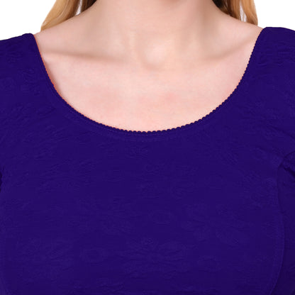 Vamika Cotton Lycra Stretchable Fabric Violet Balloon Sleeves Blouse - Distacart