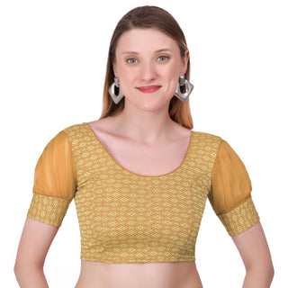 Vamika Heavy Double Phase Fabric Gold Balloon Sleeves Blouse - Distacart