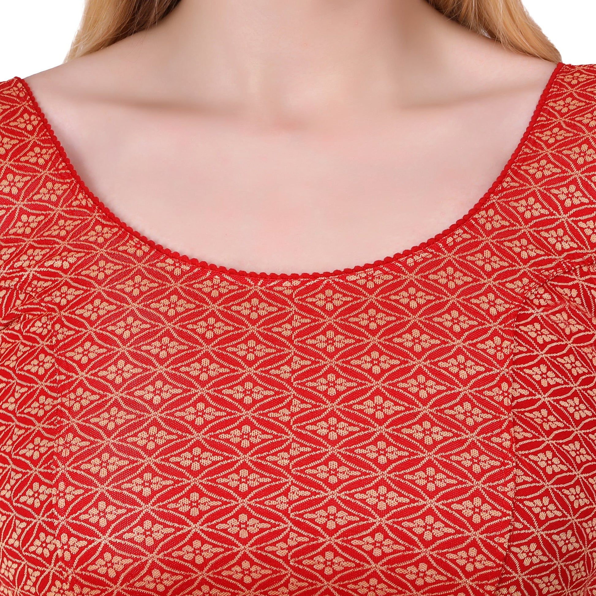 Vamika Heavy Double Phase Fabric Red Balloon Sleeves Blouse - Distacart