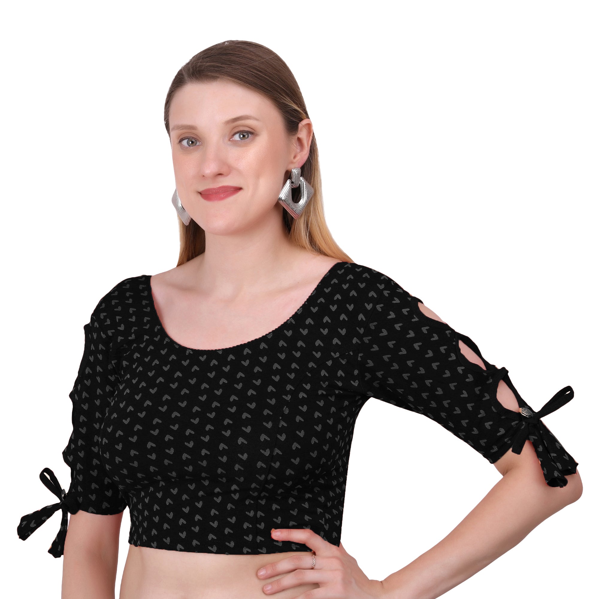 Vamika Hosiery Black Half Sleeves Blouse - Distacart