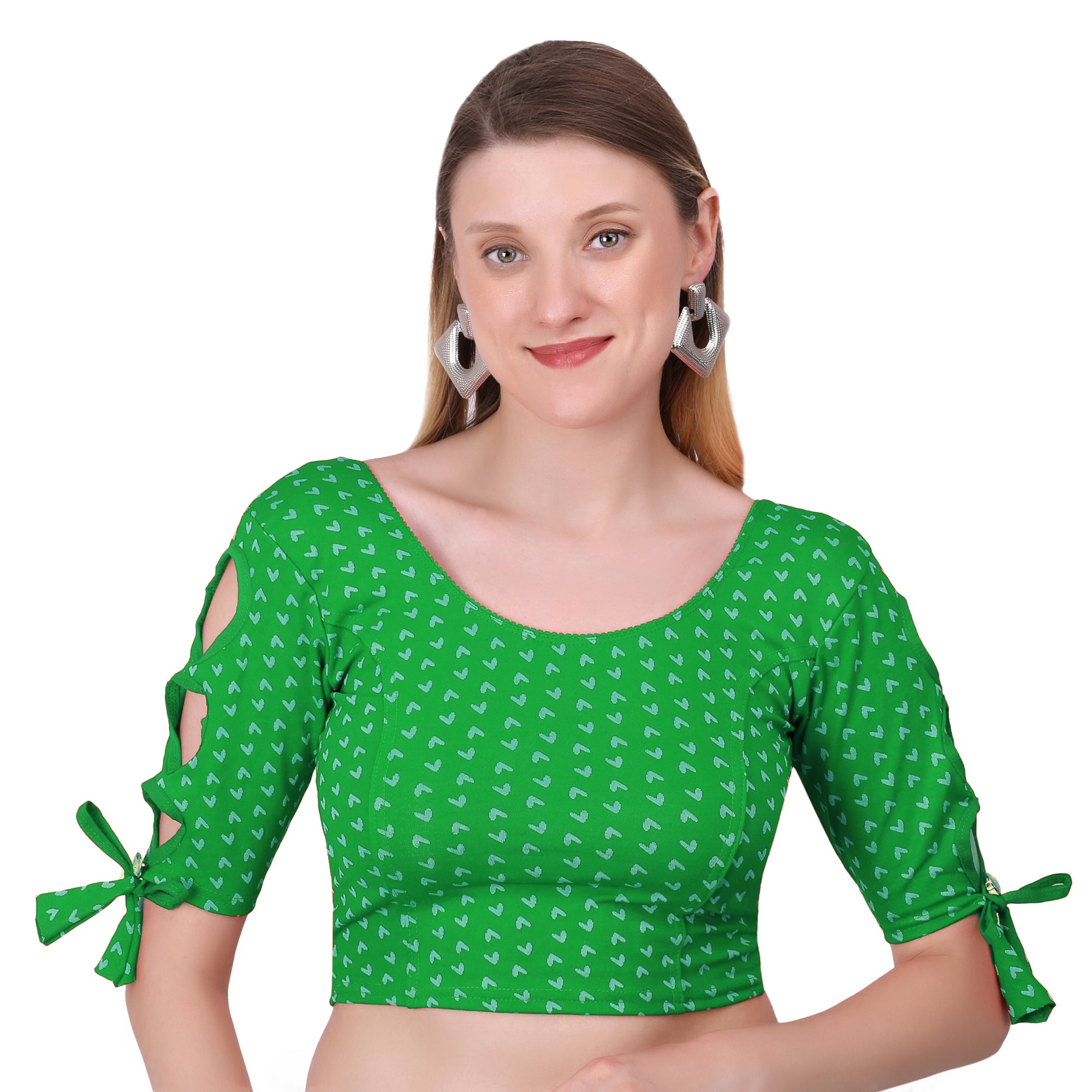 Vamika Hosiery Green Half Sleeves Blouse - Distacart