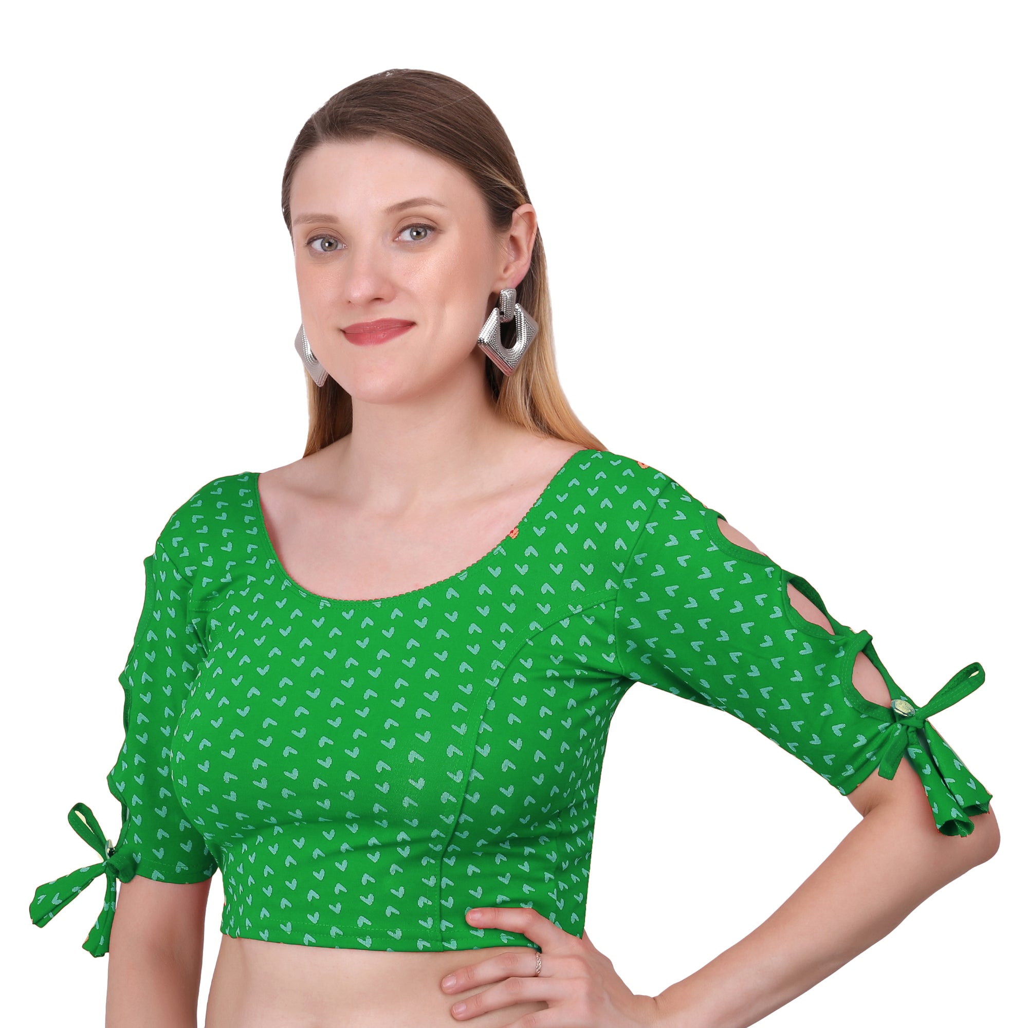Vamika Hosiery Green Half Sleeves Blouse - Distacart