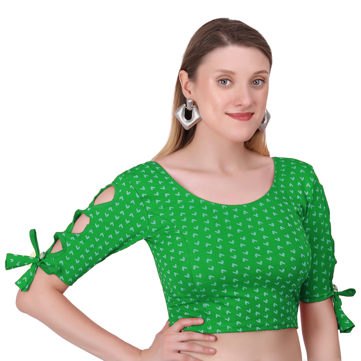 Vamika Hosiery Green Half Sleeves Blouse - Distacart