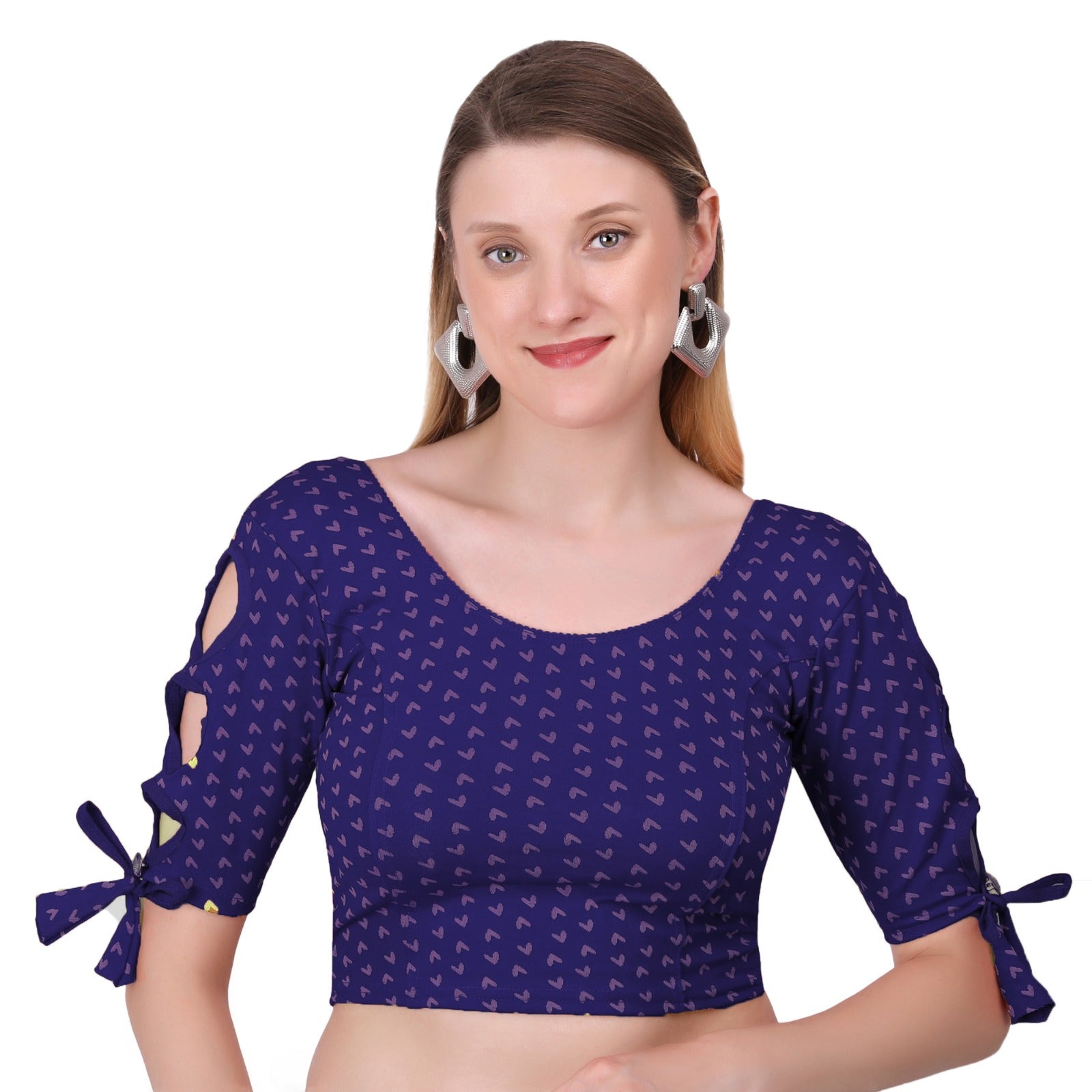 Vamika Hosiery Navy Blue Half Sleeves Blouse - Distacart