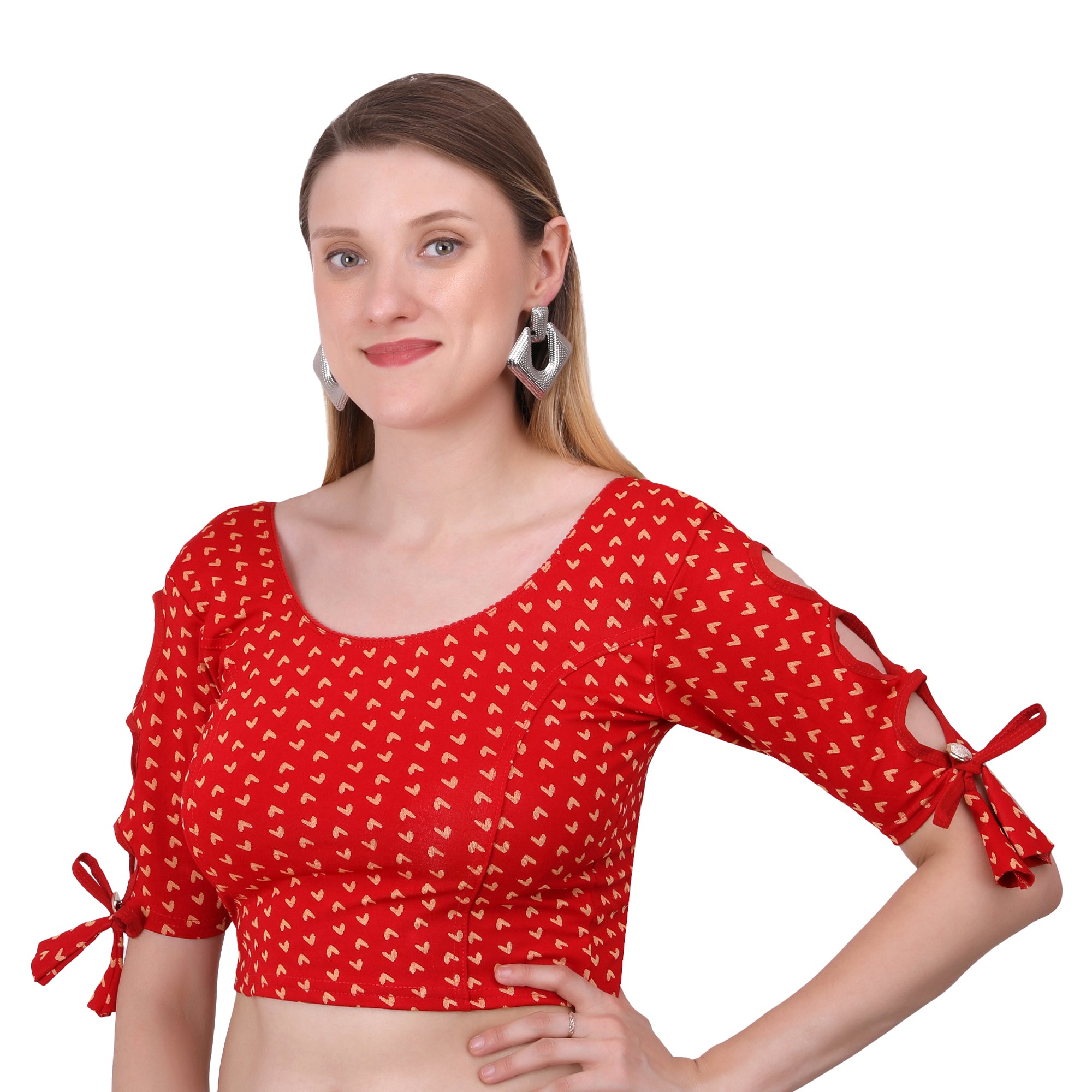 Vamika Hosiery Red Half Sleeves Blouse - Distacart