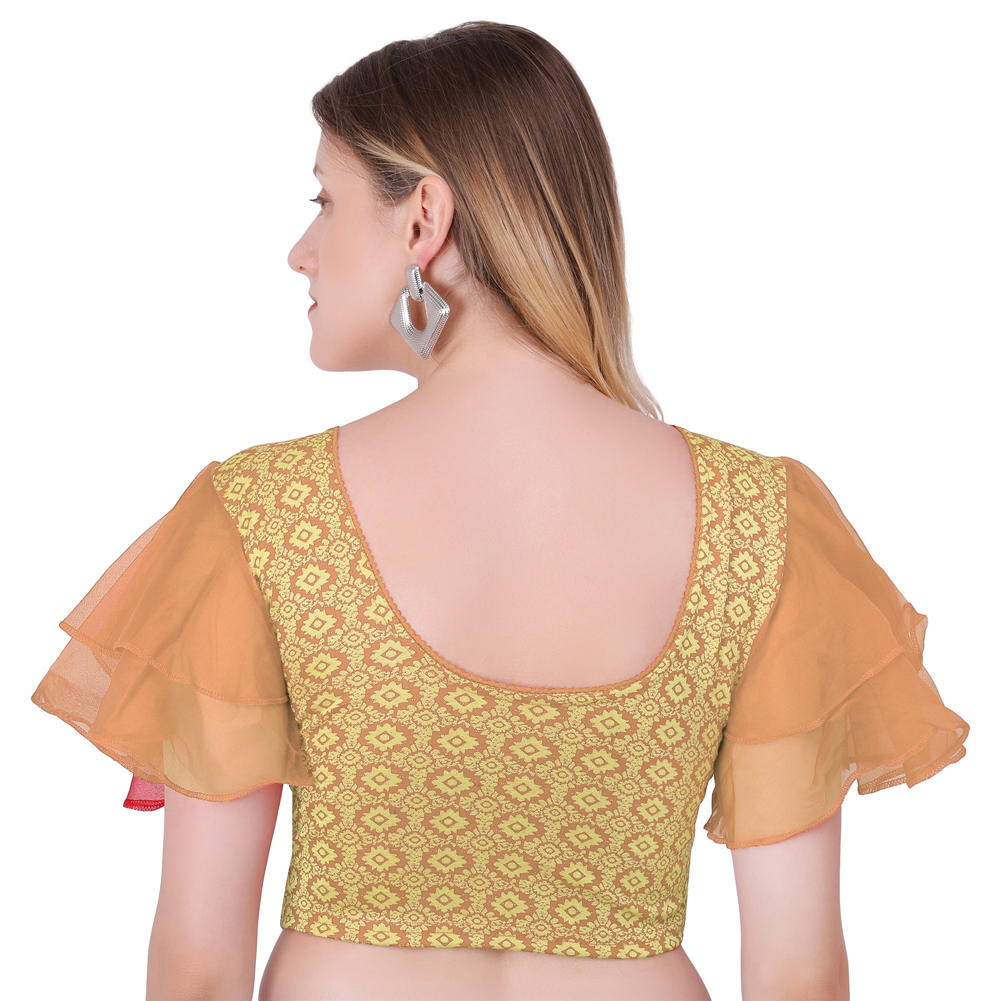Vamika Hosiery Light Brown Butterfly Frill Sleeves Blouse - Distacart